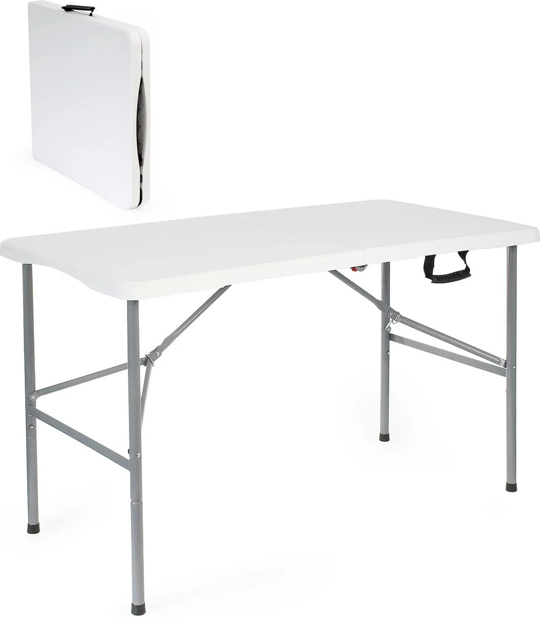 Toboli Klaptafel 120x60x74cm Campingtafel Wit; Bijzettafel, Inklapbare Tafel - Multistrobe 7 Toboli Klaptafel 120x60x74cm Campingtafel Wit; Bijzettafel, Inklapbare Tafel - Multistrobe - Afbeelding 5