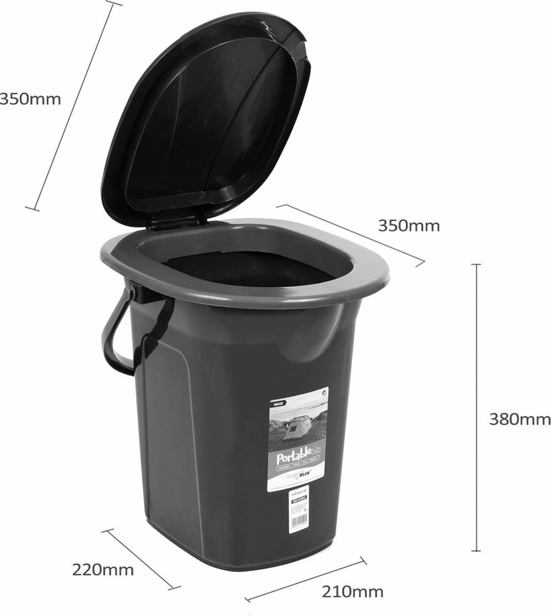 Campingtoilet 19L Mobiele Toiletemmer Reistoilet Toiletemmer Toilet Mobiele Camping Antraciet 4 Campingtoilet 19L Mobiele Toiletemmer Reistoilet Toiletemmer Toilet Mobiele Camping Antraciet - Afbeelding 2