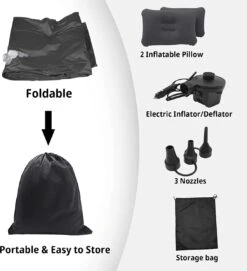 Opblaasbaar Matras Voor In De Auto, Opblaasbaar Bed, Opvouwbaar, Comfortabele Autostoel, Automatras Met Elektrische Luchtpomp En 3 Adapters, 2 Kussens En Draagtas, Voor Camping, Reizen (zwart) -Winkel Voor Kampeerartikelen 1093x1200 4