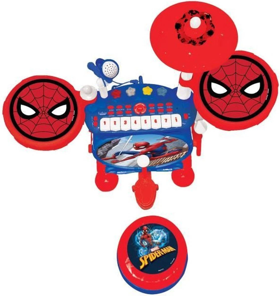 Lexibook Spider-Man Elektronische Drumkit Voor Kinderen, Realistisch Drumgeluid, 8-toetsen Toetsenbord, Mp3-stekker, Inclusief Stoel, Blauw/rood, K610SP 5 Lexibook Spider-Man Elektronische Drumkit Voor Kinderen, Realistisch Drumgeluid, 8-toetsen Toetsenbord, Mp3-stekker, Inclusief Stoel, Blauw/rood, K610SP - Afbeelding 3