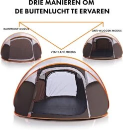 Fly Lab Luxe Pop Up Tent - Kampeer Tent - Grijs/Oranje - 4 Persoons -Winkel Voor Kampeerartikelen 1136x1200 3
