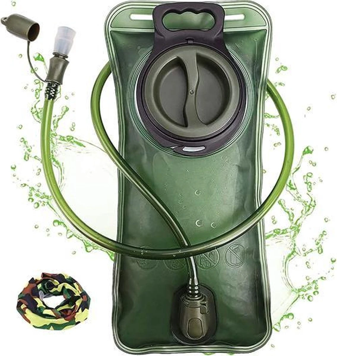 FEDEC Rugzak Waterzak - Backpack - Met Slangetje - BPA Vrij - 2 Liter - Groen 3 FEDEC Rugzak Waterzak - Backpack - Met Slangetje - BPA Vrij - 2 Liter - Groen