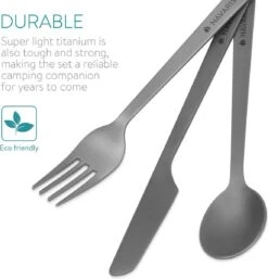 Navaris Campingbestek Van Titanium - Set Met Vork, Mes En Lepel - Bestekset Voor Onderweg En Op Reis - Inclusief Karabijnhaak En Bewaarzakje -Winkel Voor Kampeerartikelen 1152x1200 4