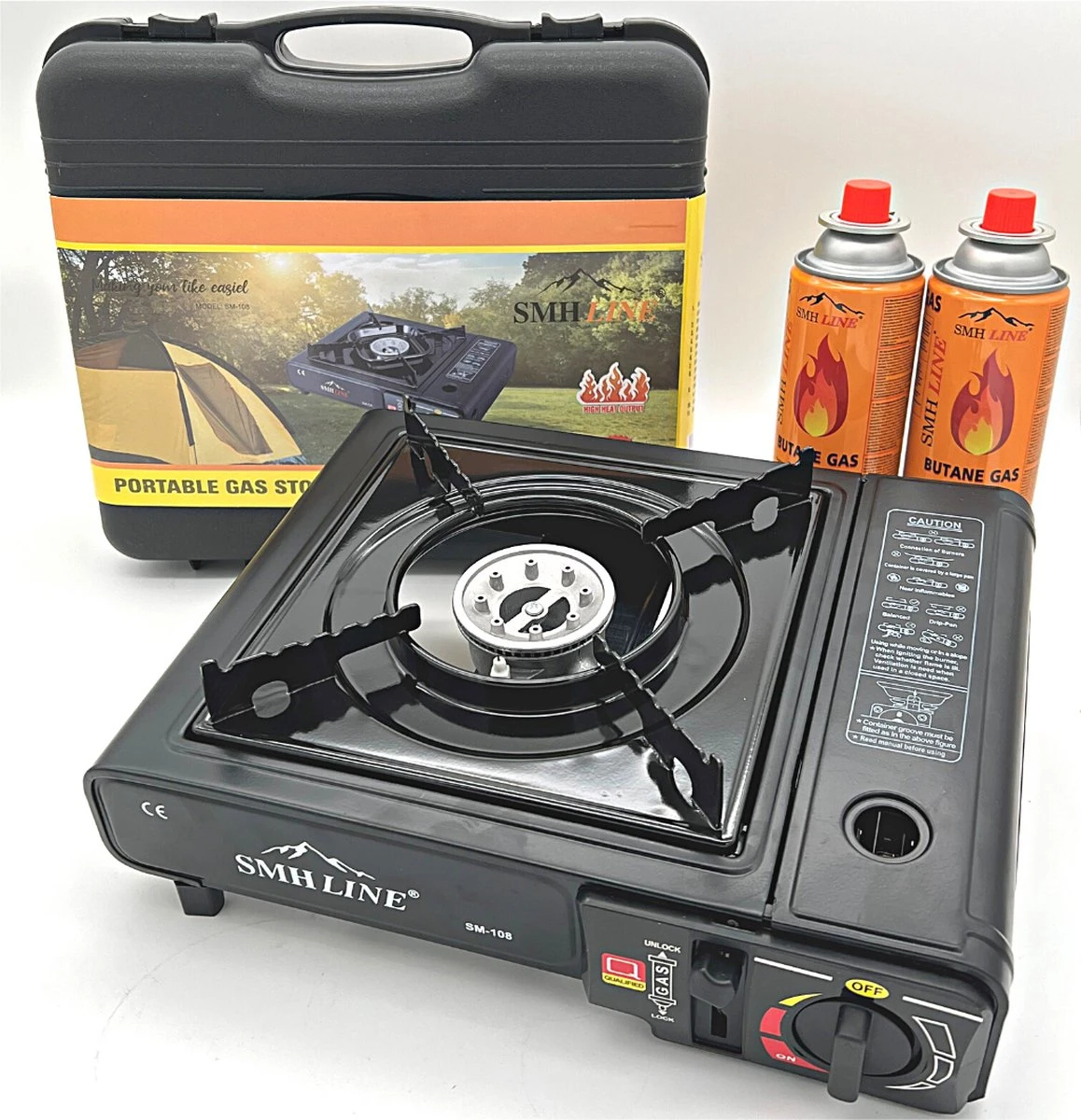 Camping Kooktoestel - Draagbaar Gasfornuis - Incl. 2x Gasflessen En Koffer 3 Camping Kooktoestel - Draagbaar Gasfornuis - Incl. 2x Gasflessen En Koffer