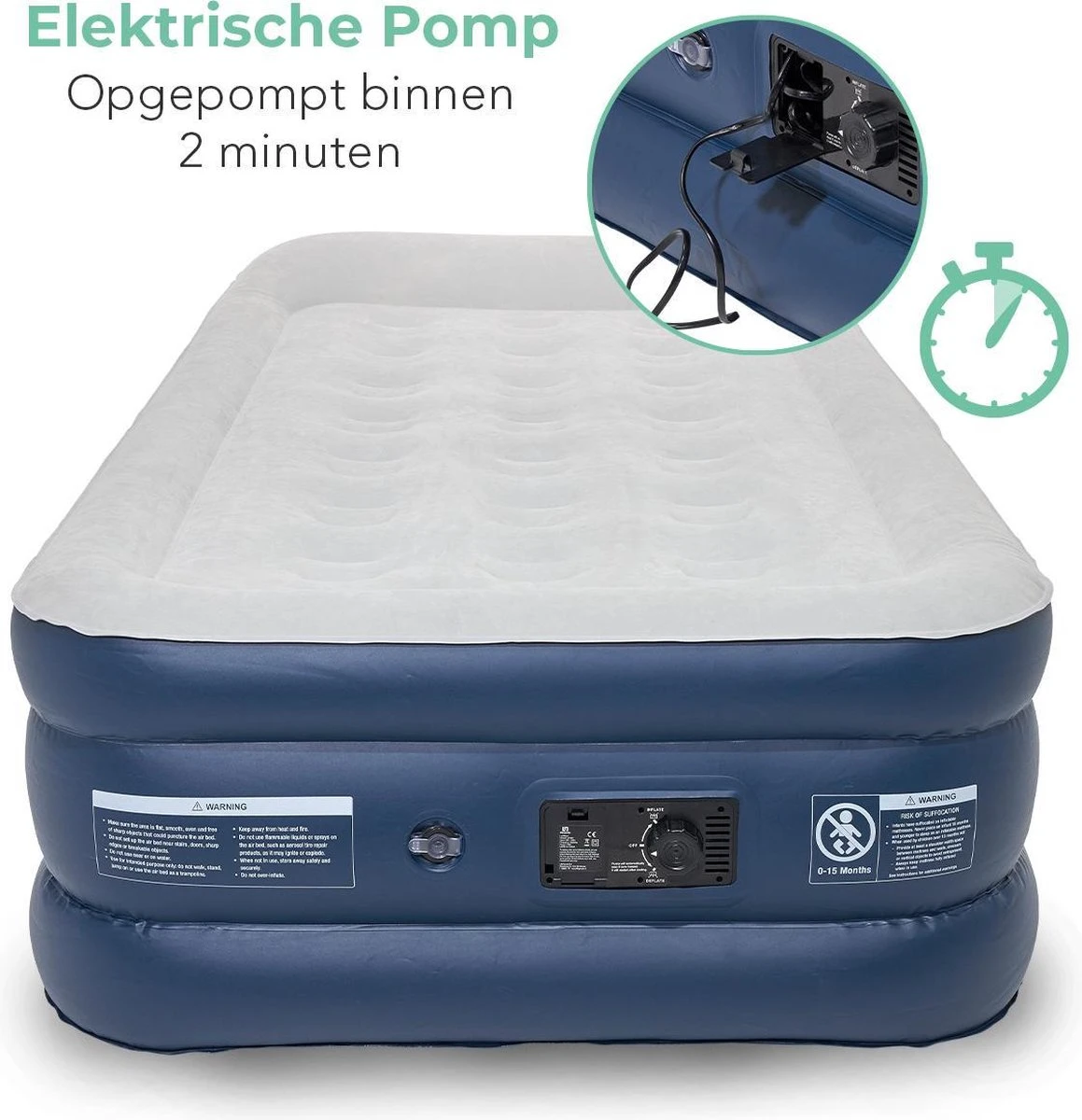 LifeGoods Luchtbed - 1 Persoons - Met Ingebouwde Pomp - Incl. Draagtas En Reparatiekit 6 LifeGoods Luchtbed - 1 Persoons - Met Ingebouwde Pomp - Incl. Draagtas En Reparatiekit - Afbeelding 4