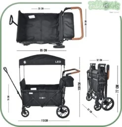 FableKids LEO X4Lite Opvouwbare Handkar Met Dak Onyx Zwart -Winkel Voor Kampeerartikelen 1159x1200 8