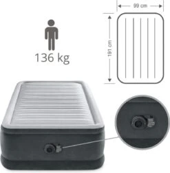 Intex Luchtbed - 1-Persoons - 99 X 191 X 46 Cm - Grijs - Met Ingebouwde Pomp, Hoeslaken Wit En Reparatieset 19 Intex Luchtbed - 1-Persoons - 99 X 191 X 46 Cm - Grijs - Met Ingebouwde Pomp, Hoeslaken Wit En Reparatieset -Winkel Voor Kampeerartikelen 1177x1200 7