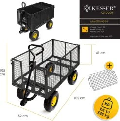 Exxen KESSER® Bolderkar, 550 Kg Belastbaar, Tuinwagen, Transportwagen, Tuinwagen, Uitneembaar Zeil, Gereedschapswagen, Handwagen, Veelzijdig Inzetbaar, Zwart -Winkel Voor Kampeerartikelen 1185x1200 7