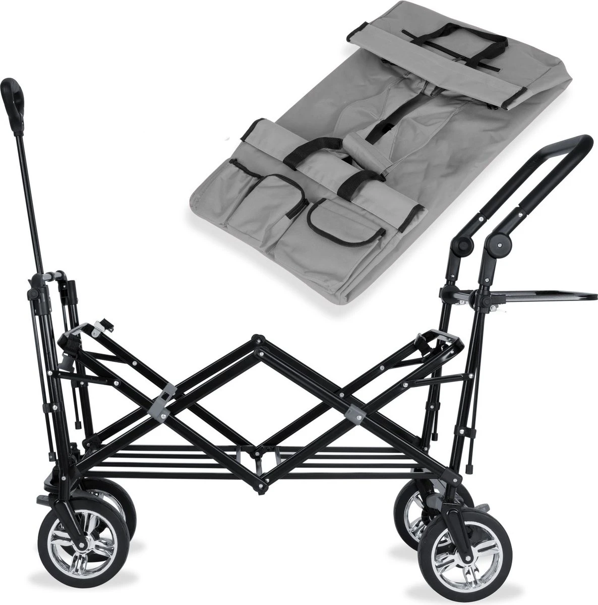 Rijoka Luxe Opvouwbare Bolderkar/Bolderwagen | Met Dakje En Draagtas | Marine Blauw 8 Rijoka Luxe Opvouwbare Bolderkar/Bolderwagen | Met Dakje En Draagtas | Marine Blauw - Afbeelding 6