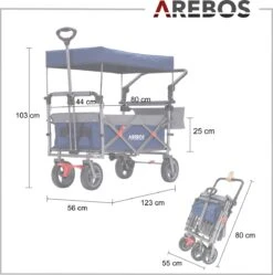 AREBOS Premium Steekwagen Met Dak Opvouwbare Tuinkar Handkar Bolderkar Blauw / Grijs 19 AREBOS Premium Steekwagen Met Dak Opvouwbare Tuinkar Handkar Bolderkar Blauw / Grijs -Winkel Voor Kampeerartikelen 1188x1200 16