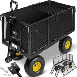 Exxen KESSER® Bolderkar, 550 Kg Belastbaar, Tuinwagen, Transportwagen, Tuinwagen, Uitneembaar Zeil, Gereedschapswagen, Handwagen, Veelzijdig Inzetbaar, Zwart