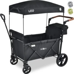 FableKids LEO X2 Lite Opvouwbare Handkar Met Dak Onyx Zwart