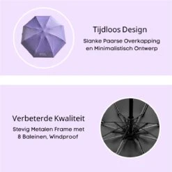 PLU - Paraplu - Opvouwbaar - Inklapbaar - Met Luxe Beschermhoes - Met Reisetui - Windproof - Fashionable - Lichtgewicht - Paars -Winkel Voor Kampeerartikelen 1198x1200 24
