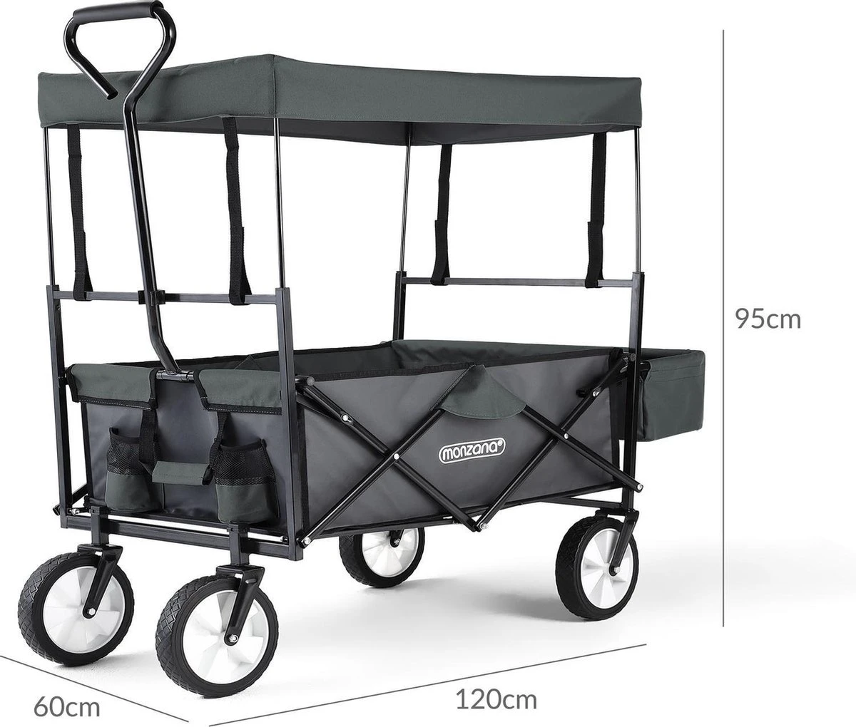 Monzana Bolderkar Opvouwbaar - 100 Liter - Met Afneembaar Dak Grijs 8 Monzana Bolderkar Opvouwbaar - 100 Liter - Met Afneembaar Dak Grijs - Afbeelding 6