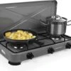 Campart Campingkooktoestel GA-8403 - Gas Kooktoestel 3 Pits - Kookplaat Kamperen - Grijs