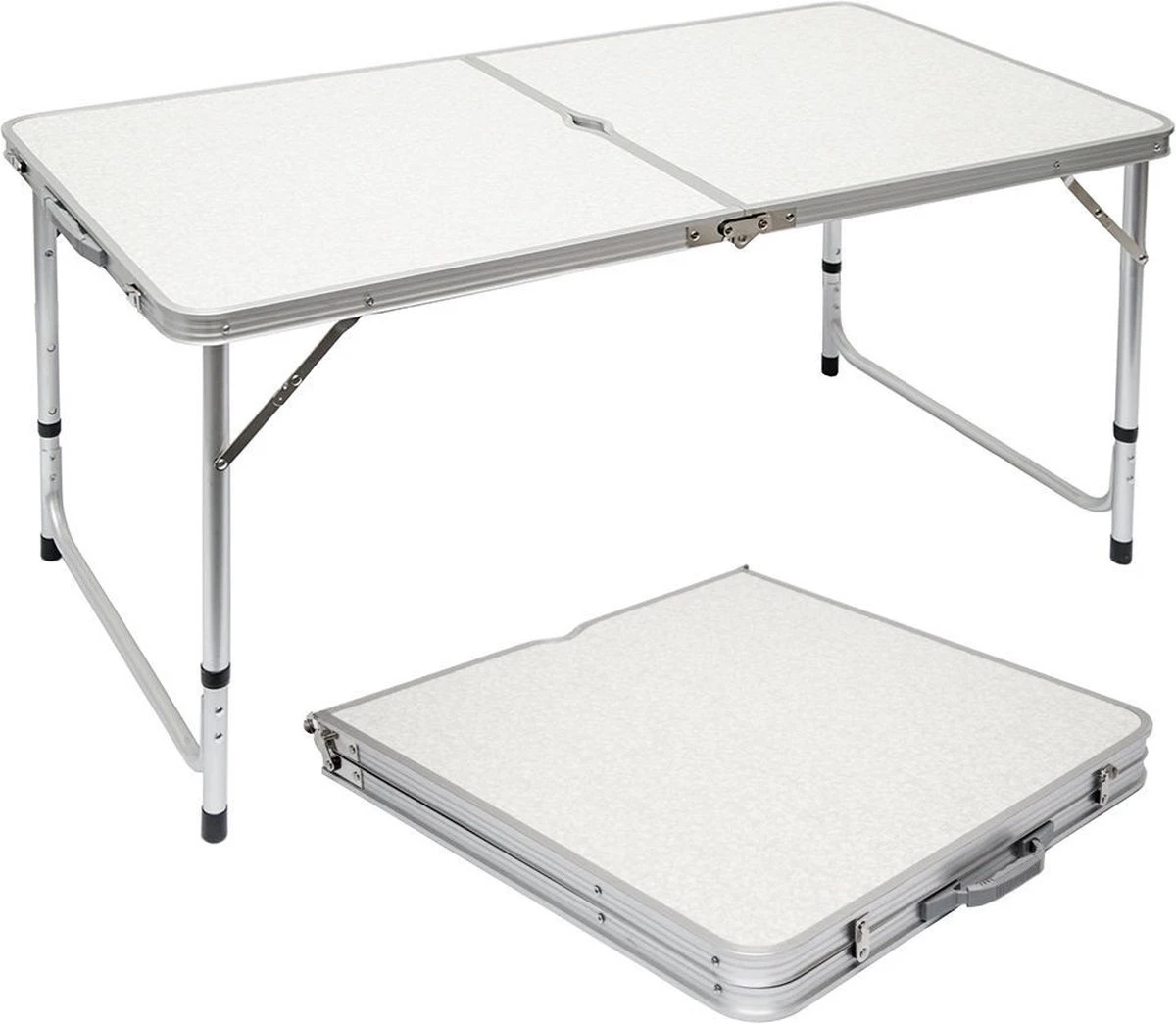 Aluminium Kampeertafel 120x60cm - Campingtafel Inklapbaar - 3-voudig Verstelbare Vouwtafel Grijs 3 Aluminium Kampeertafel 120x60cm - Campingtafel Inklapbaar - 3-voudig Verstelbare Vouwtafel Grijs
