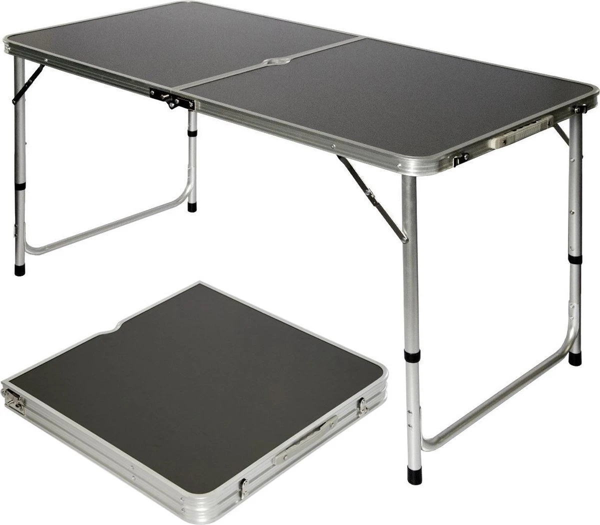 Aluminium Kampeertafel 120x60cm - Campingtafel Inklapbaar - 3-voudig Verstelbare Vouwtafel Antraciet 3 Aluminium Kampeertafel 120x60cm - Campingtafel Inklapbaar - 3-voudig Verstelbare Vouwtafel Antraciet