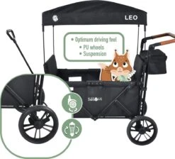 FableKids LEO X4Lite Opvouwbare Handkar Met Dak Onyx Zwart -Winkel Voor Kampeerartikelen 1200x1089 2