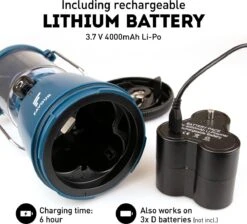 Favour L0818 Retro Camping Lamp Oplaadbaar LED, 320 Lumen, IP64 Waterdicht, Draagbare Kampeerlamp, Tentlamp, Acculamp, Traploos Dimbare Lamp Incl. Kaarslicht-modus, Blauw -Winkel Voor Kampeerartikelen 1200x1090 1