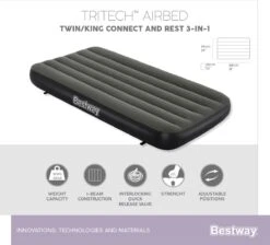 Bestway 3-in-1 Luchtbed - Connect - Zwart - 188x99cm - PVC/Polyester - Single, Double Single En Twin Opblaasbed - Tritech Materiaal - I-Beam Constructie -Winkel Voor Kampeerartikelen 1200x1090 4