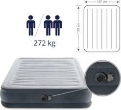 Intex Luchtbed - Twijfelaar - 137 X 191 X 33 Cm - Grijs - Met Ingebouwde Pomp, Hoeslaken Antraciet En Reparatieset -Winkel Voor Kampeerartikelen 1200x1100 9