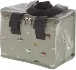 Kleine Koeltas Voor Lunch Grijs Met Boerderij Dieren Print 16 X 21 X 14 Cm 4,7 Liter - Koeltassen