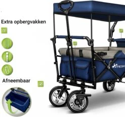Tresko- Bolderkar, Grijs, Opvouwbaar, Met Dakje, Geschikt Tot 80 Kg - Bolderwagen - Kinderenvervoer - Bolderkarren - Tuinkar - Kinderwagen -Winkel Voor Kampeerartikelen 1200x1124 6
