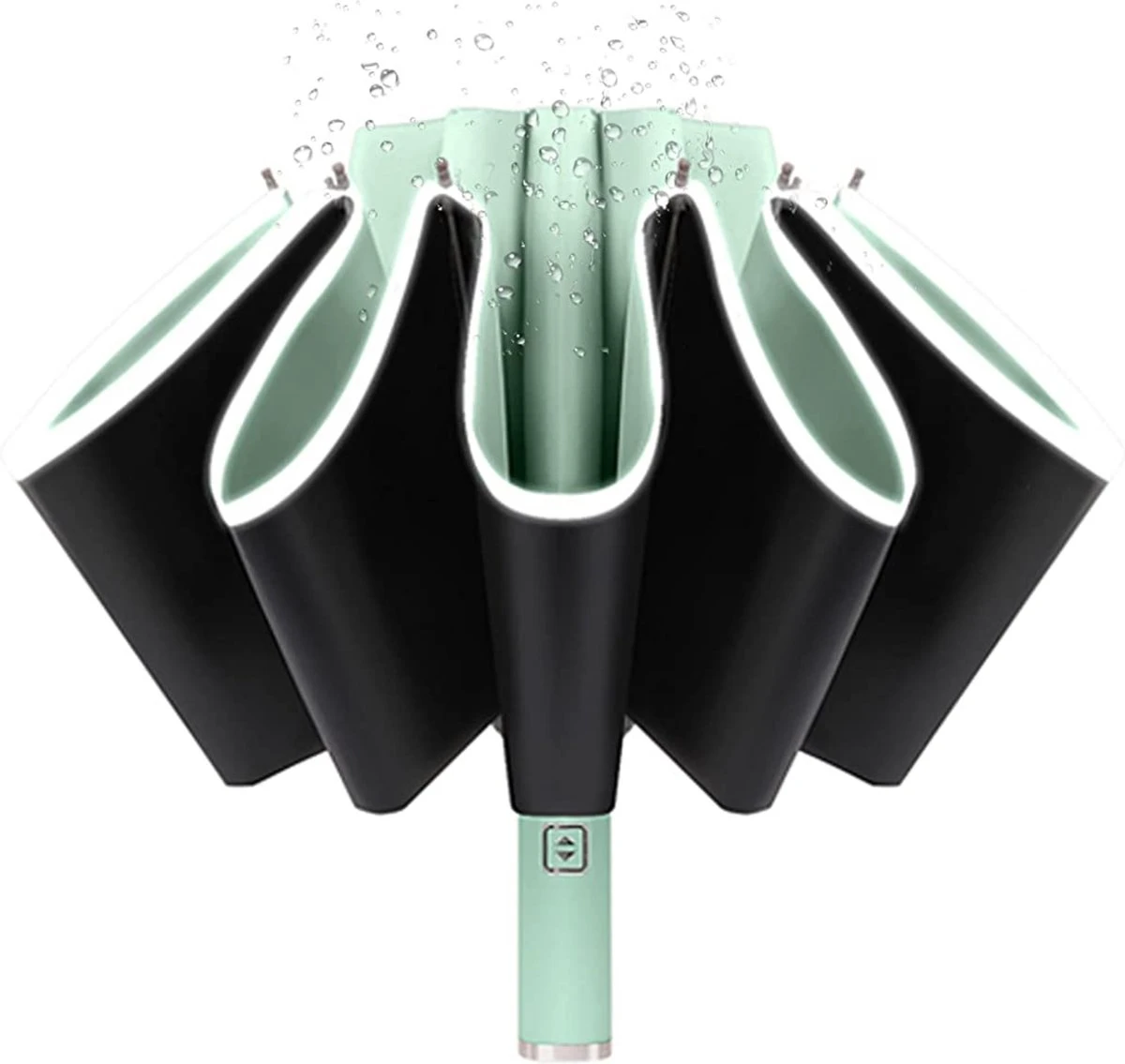 Tamarow™ Automatische Opvouwbare Paraplu - Omgekeerd Design - Windproof - Lichtgewicht - Reflectie - Omgekeerd Design - Licht Groen 3 Tamarow™ Automatische Opvouwbare Paraplu - Omgekeerd Design - Windproof - Lichtgewicht - Reflectie - Omgekeerd Design - Licht Groen