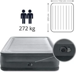 Intex Luchtbed - 2-Persoons - 152 X 203 X 33 Cm - Grijs - Met Ingebouwde Pomp, Hoeslaken Antraciet En Reparatieset -Winkel Voor Kampeerartikelen 1200x1138 4