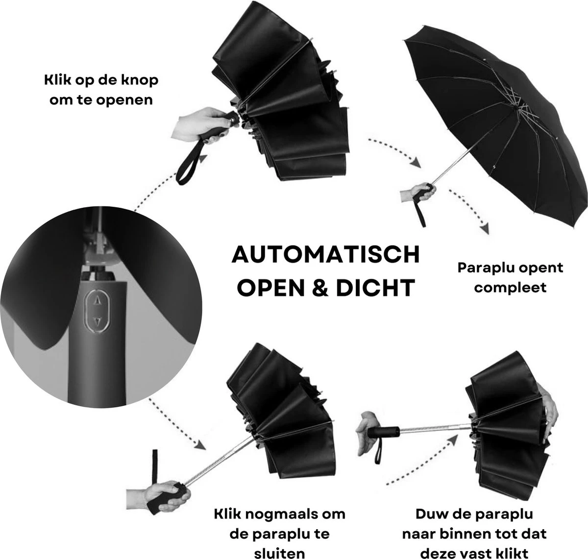 Tamarow™ Automatische Opvouwbare Paraplu - Omgekeerd Design - Windproof - Lichtgewicht - Reflectie - Omgekeerd Design - Licht Groen 9 Tamarow™ Automatische Opvouwbare Paraplu - Omgekeerd Design - Windproof - Lichtgewicht - Reflectie - Omgekeerd Design - Licht Groen - Afbeelding 7