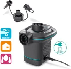 Intex Luchtbedset Intex Luchtbed - 2-Persoons - 183 X 203 X 25 Cm - Blauw + Intex Elektrische Pomp - 650 Liter/min + Hoeslaken Wit + Reparatieset -Winkel Voor Kampeerartikelen 1200x1155 12