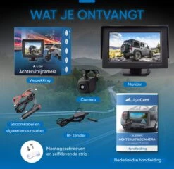 AyeCam Achteruitrijcamera - 4,3 Inch Scherm - 2 Kanaals – Nachtzicht - Incl. Begeleidingslijnen -Winkel Voor Kampeerartikelen 1200x1164 9