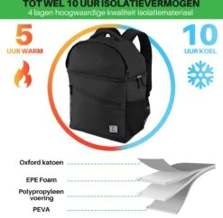 Brisby 4 Laags Geïsoleerde Koeltas Rugzak - 25 Liter - Met Handige Vakken Voor Bestek En Essentials - Waterafstotend Materiaal - Zwart -Winkel Voor Kampeerartikelen 1200x1178 3