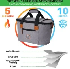 Brisby 4 Laags Geïsoleerde Koeltas - Boodschappentas 21 Liter - Grijs -Winkel Voor Kampeerartikelen 1200x1178 8