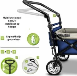 Tresko- Bolderkar, Grijs, Opvouwbaar, Met Dakje, Geschikt Tot 80 Kg - Bolderwagen - Kinderenvervoer - Bolderkarren - Tuinkar - Kinderwagen -Winkel Voor Kampeerartikelen 1200x1182 20