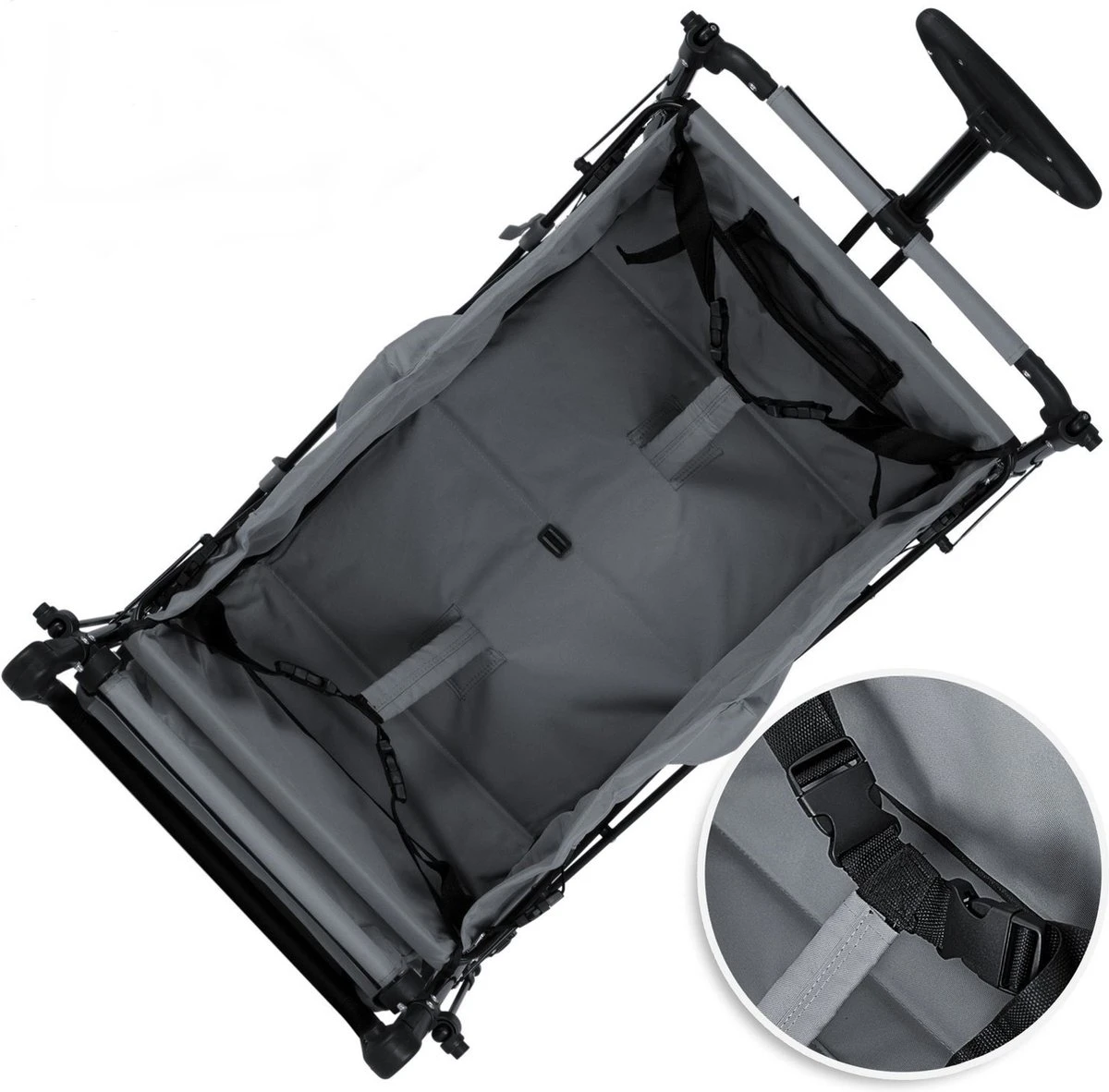 Rijoka Luxe Opvouwbare Bolderkar/Bolderwagen | Met Dakje En Draagtas | Marine Blauw 6 Rijoka Luxe Opvouwbare Bolderkar/Bolderwagen | Met Dakje En Draagtas | Marine Blauw - Afbeelding 4