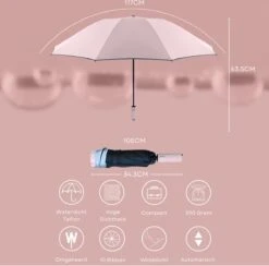 Tamarow™ Automatische Opvouwbare Paraplu - Omgekeerd Design - Windproof - Lichtgewicht - Reflectie - Omgekeerd Design - Roze -Winkel Voor Kampeerartikelen 1200x1186 9