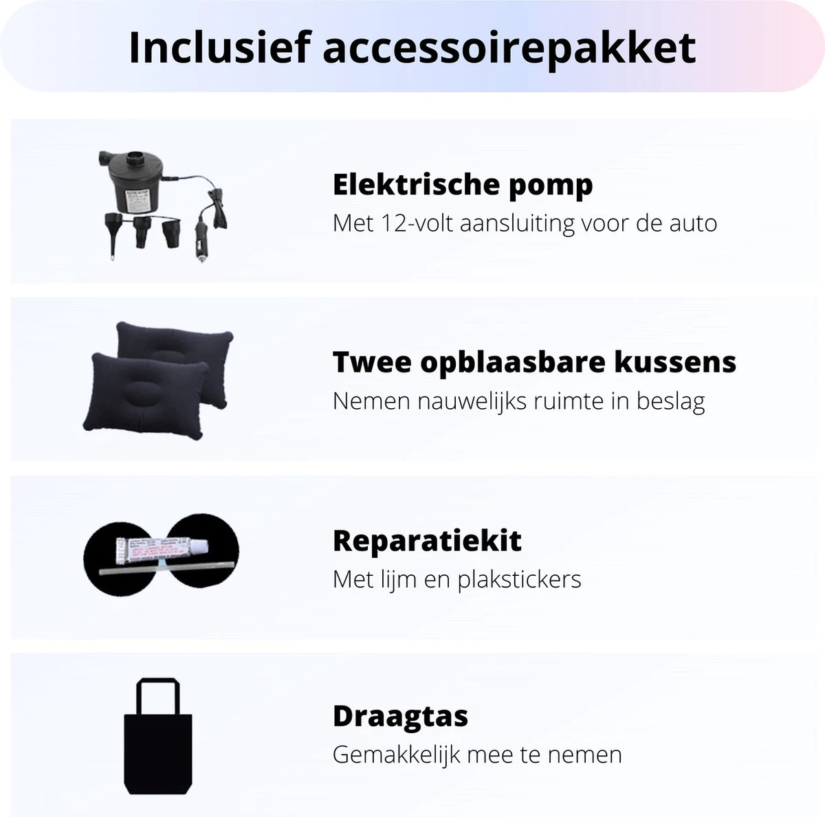 Opblaasbaar Auto Matras - Auto Luchtbed Zwart - Achterbank En Achterbak - Tweepersoons 3-in-1 Universeel Automatras - Inclusief Elektrische Pomp En Accessoires - Kampeer Luchtbed Voor Reizen 4 Opblaasbaar Auto Matras - Auto Luchtbed Zwart - Achterbank En Achterbak - Tweepersoons 3-in-1 Universeel Automatras - Inclusief Elektrische Pomp En Accessoires - Kampeer Luchtbed Voor Reizen - Afbeelding 2