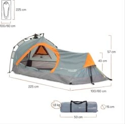 Where Tomorrow Solo Tent Pop Up 225X100X57 Cm - Grijs - 1 Persoons 13 Where Tomorrow Solo Tent Pop Up 225X100X57 Cm - Grijs - 1 Persoons -Winkel Voor Kampeerartikelen 1200x1190 12