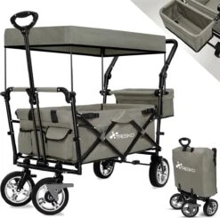 Tresko- Bolderkar, Grijs, Opvouwbaar, Met Dakje, Geschikt Tot 80 Kg - Bolderwagen - Kinderenvervoer - Bolderkarren - Tuinkar - Kinderwagen -Winkel Voor Kampeerartikelen 1200x1192 4