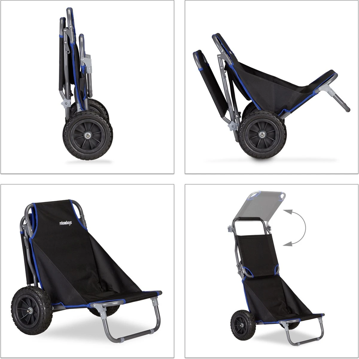 Relaxdays Strandkar Opvouwbaar - Strandstoel Met Zonnedak - Strand Stoel Op Wielen 7 Relaxdays Strandkar Opvouwbaar - Strandstoel Met Zonnedak - Strand Stoel Op Wielen - Afbeelding 5