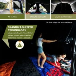Skandika Nimbus Sleeper 12 Tent – Koepeltenten – 12 Persoons Familietent - Campingtent – Muggengaas – Sleeper Technology (3 Extra Donkere Slaapcabines) – 760 X 630 X 215 Cm (LxBxH) – 5000 Mm Waterkolom – Camping, Tuin – Kamperen – Blauw/wit -Winkel Voor Kampeerartikelen 1200x1200 1086