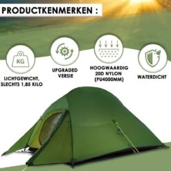 Cloud Up 3 Upgraded - Naturehike® - Tent 3 Persoons - Lichtgewicht Tent - Incl. Grondzeil - 20D 4000MM - Outdoor Kampeertent - Waterdicht - Hiking & Wandelen -Winkel Voor Kampeerartikelen 1200x1200 1106