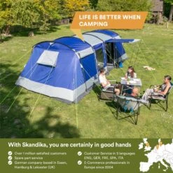 Skandika Montana 8 Tent – Tunneltenten – 8 Persoons Tent – Campingtent – 200 Cm Stahoogte – 2-4 Slaapcabines - Muggengaas – Familietent – 4 Ingangen – 700 X 310 X 200 Cm (L X B X H) - 5000 Mm Waterkolom – Outdoor, Camping – Kamperen – Blauw -Winkel Voor Kampeerartikelen 1200x1200 1152