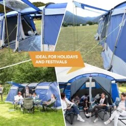 Skandika Montana 8 Tent – Tunneltenten – 8 Persoons Tent – Campingtent – 200 Cm Stahoogte – 2-4 Slaapcabines - Muggengaas – Familietent – 4 Ingangen – 700 X 310 X 200 Cm (L X B X H) - 5000 Mm Waterkolom – Outdoor, Camping – Kamperen – Blauw -Winkel Voor Kampeerartikelen 1200x1200 1156