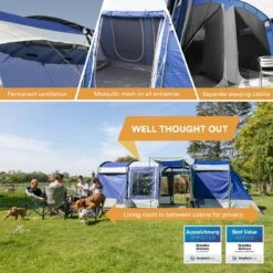 Skandika Montana 8 Tent – Tunneltenten – 8 Persoons Tent – Campingtent – 200 Cm Stahoogte – 2-4 Slaapcabines - Muggengaas – Familietent – 4 Ingangen – 700 X 310 X 200 Cm (L X B X H) - 5000 Mm Waterkolom – Outdoor, Camping – Kamperen – Blauw -Winkel Voor Kampeerartikelen 1200x1200 1157