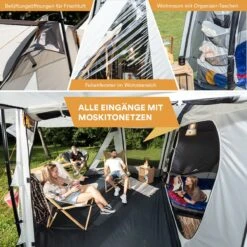 Skandika Pitea XL UP Tent – Koepeltenten - Autotent – 4 Persoons Campingtent Voor SUV, Caddy, Auto, CUV – Vrijstaand – Met/zonder Slaapcabine – Max. Stahoogte 200 Cm – Waterdicht Met 3000mm Waterkolom - 515 X 300 X 200 Cm (LxBxH) – Kamperen - Grijs -Winkel Voor Kampeerartikelen 1200x1200 1180