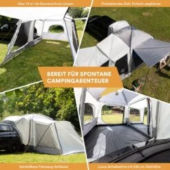 Skandika Pitea XL CROSS Tent – Koepeltenten - Autotent – Campingtent Voor SUV, Caddy, Auto, CUV - Voor Max. 4 Personen – Vrijstaand – Met/zonder Slaapcabine – Max. Stahoogte 230 Cm – 3000mm Waterkolom - 475 X 290 X 230 Cm (LxBxH) – Kamperen - Grijs -Winkel Voor Kampeerartikelen 1200x1200 1183