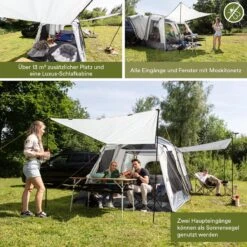 Skandika Pitea XL CROSS Tent – Koepeltenten - Autotent – Campingtent Voor SUV, Caddy, Auto, CUV - Voor Max. 4 Personen – Vrijstaand – Met/zonder Slaapcabine – Max. Stahoogte 230 Cm – 3000mm Waterkolom - 475 X 290 X 230 Cm (LxBxH) – Kamperen - Grijs -Winkel Voor Kampeerartikelen 1200x1200 1187