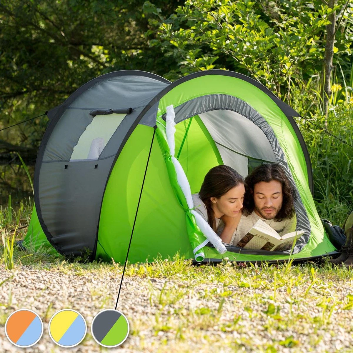 Pop Up Tent Waterkolom 1500 Mm/Cm² - Blauw - 2 Persoons 4 Pop Up Tent Waterkolom 1500 Mm/Cm² - Blauw - 2 Persoons - Afbeelding 2